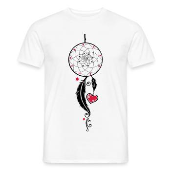 Traumfänger mit Herz, Federn und Sternen - Männer T-Shirt - Weiß - Vorne - AI Model Male 178 dark (178cm)
