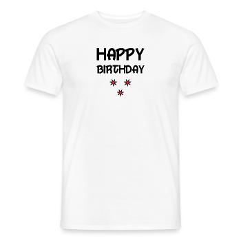 HAPPY BIRTHDAY. HAPPY BIRTHDAY. ANNIVERSARY. - Men's T-Shirt - white - Front - AI Model Male 178 dark (178cm)