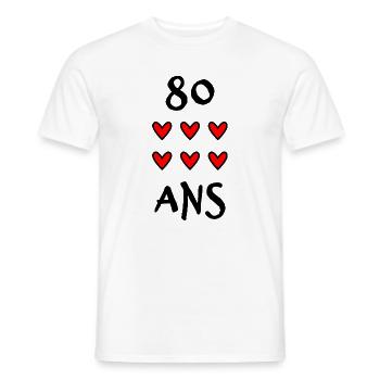 80. 80 YEARS. 80th ANNIVERSARY. 80 YEARS ANNIVERSARY. - Men's T-Shirt - white - Front - AI Model Male 178 dark (178cm)