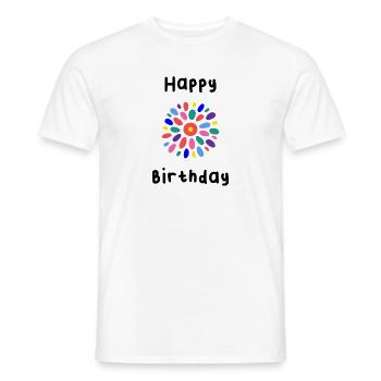 HAPPY BIRTHDAY. HAPPY BIRTHDAY. BIRTHDAY. - Men's T-Shirt - white - Front - AI Model Male 178 dark (178cm)