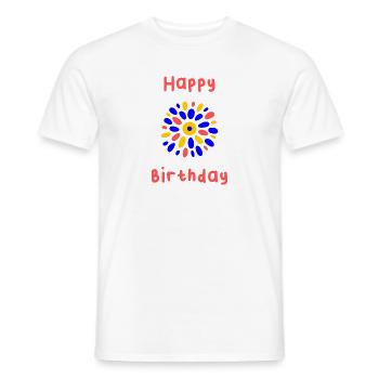 BIRTHDAY. HAPPY BIRTHDAY. HAPPY BIRTHDAY. - Men's T-Shirt - white - Front - AI Model Male 178 dark (178cm)