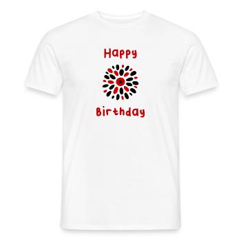 HAPPY BIRTHDAY. HAPPY BIRTHDAY. BIRTHDAY. - Men's T-Shirt - white - Front - AI Model Male 178 dark (178cm)