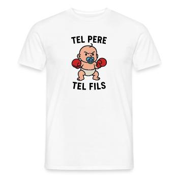 Baby boxer cartoon like father like son - Men's T-Shirt - white - Front - AI Model Male 178 dark (178cm)