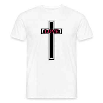 Cross Christian Love - Men's T-Shirt - white - Front - AI Model Male 178 dark (178cm)