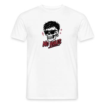 Edgy Skull with Sunglasses and No Rules Text - Men's T-Shirt - white - Front - AI Model Male 178 dark (178cm)