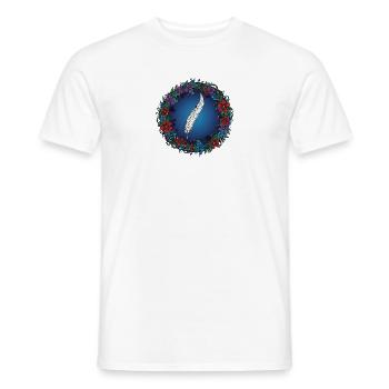 Feather in a Flower Wreath | Magic for Authors - Men's T-Shirt - white - Front - AI Model Male 178 dark (178cm)