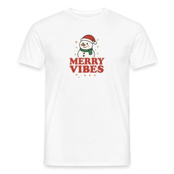 Conception de bonhomme de neige Merry Vibes - T-shirt homme - blanc - Devant - AI Model Male 178 dark (178cm)