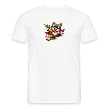 Superheldenkatze im Flug - Männer T-Shirt - Weiß - Vorne - AI Model Male 178 dark (178cm)