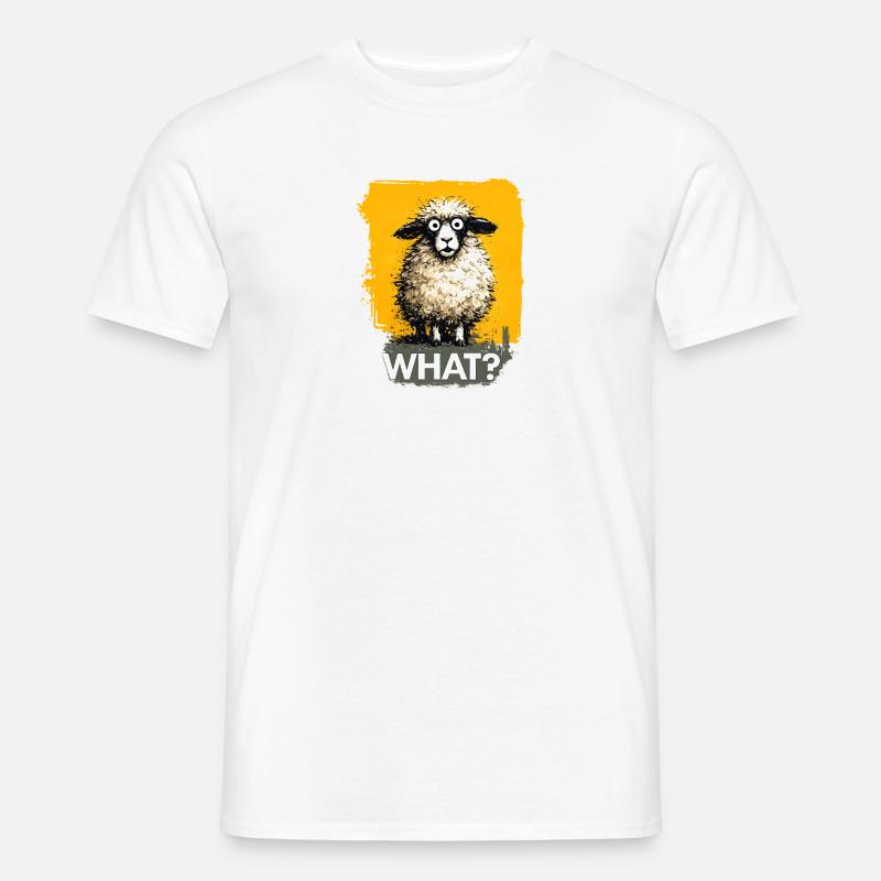 Was? Schaf mit Fragezeichen - Männer T-Shirt - Weiß