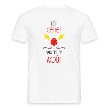 Les Génies Naissent en Août Humour Anniversaire - T-shirt homme - blanc - Devant - AI Model Male 178 dark (178cm)