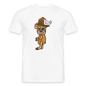 Héros chien avec chapeau et coq - T-shirt homme - blanc - Devant - AI Model Male 178 dark (178cm)