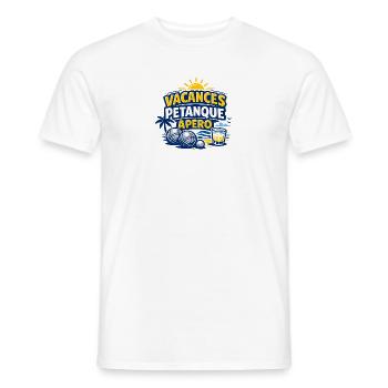 Vacances Pétanque Apéro Humour Été - T-shirt homme - blanc - Devant - AI Model Male 178 dark (178cm)
