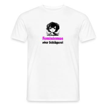 Feminismus oder Schlägerei - Männer T-Shirt - Weiß - Vorne - AI Model Male 178 dark (178cm)