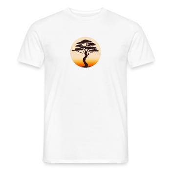 Sonnenaufgangin der Savanne mit Baum - Männer T-Shirt - Weiß - Vorne - AI Model Male 178 dark (178cm)