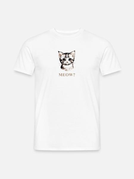 Neugieriges Kätzchen, meow? - Männer T-Shirt - Weiß