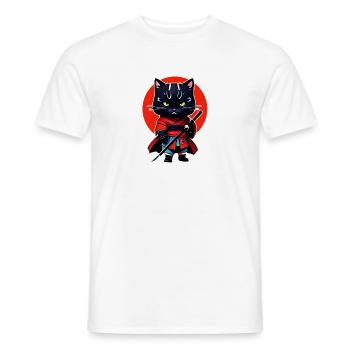 Samurai-Katze - Männer T-Shirt - Weiß - Vorne - AI Model Male 178 dark (178cm)