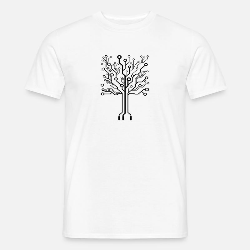 Tree made of circuit board - computer tree - Men’s T-shirt - white