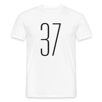 37 - Men's T-Shirt - white - Front - AI Model Male 178 dark (178cm)