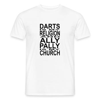 Darts is my Religion and Ally Pally is my Church - Männer T-Shirt - Weiß - Vorne - AI Model Male 178 dark (178cm)