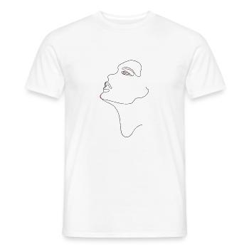 Line art female silhouette Female faces face - Men's T-Shirt - white - Front - AI Model Male 178 dark (178cm)