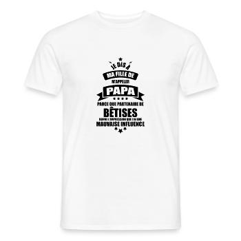 cadeau papa - je dis a ma fille de m'appeler papa - T-shirt homme - blanc - Devant - AI Model Male 178 dark (178cm)