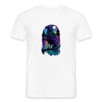 Raven Neon Watercolor Forest Animal Bird Gothic Metal - Men's T-Shirt - white - Front - AI Model Male 178 dark (178cm)