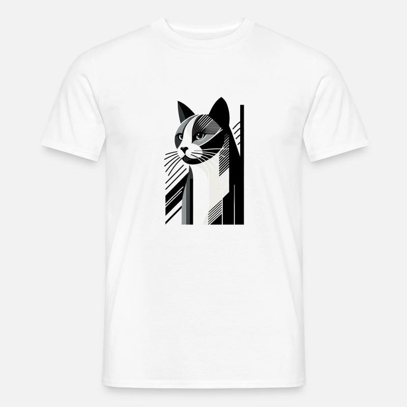 Minimalistische Katze - Männer T-Shirt - Weiß