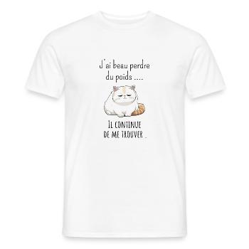 J’ai beau perdre poids il continue de me trouver - T-shirt homme - blanc - Devant - AI Model Male 178 dark (178cm)
