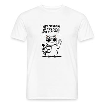 Cooler Katze Spruch Entspannter Stubentiger - Männer T-Shirt - Weiß - Vorne - AI Model Male 178 dark (178cm)