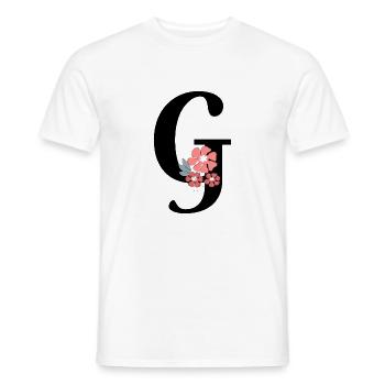 Lettre g fleurs minimalistes - T-shirt homme - blanc - Devant - AI Model Male 178 dark (178cm)