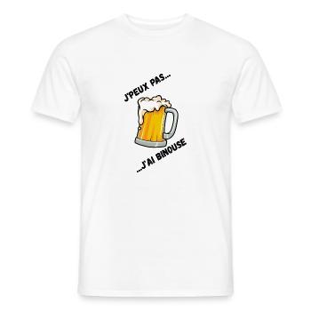 J'peux pas j'ai Binouse - T-shirt homme - blanc - Devant - AI Model Male 178 dark (178cm)