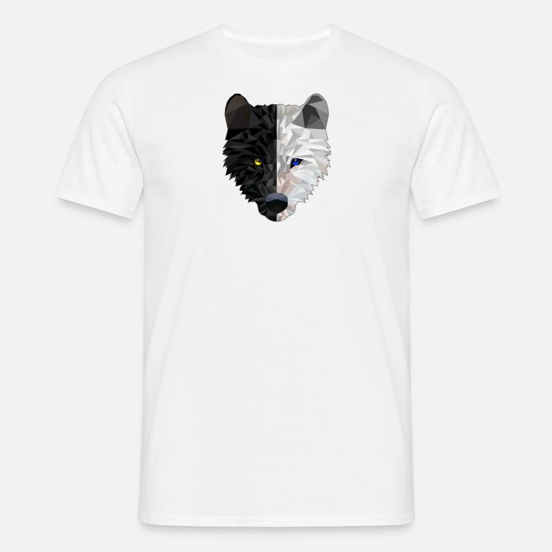 Wolfkopf - Low Poly - Männer T-Shirt - Weiß