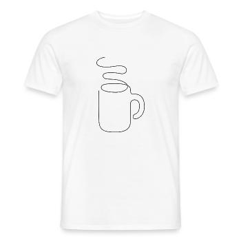 Coffee cup one line - Men's T-Shirt - white - Front - AI Model Male 178 dark (178cm)