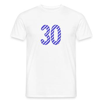 30. 30 ANS. 30e ANNIVERSAIRE. ANNIVERSAIRE 30 ANS. - T-shirt homme - blanc - Devant - AI Model Male 178 dark (178cm)