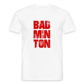 Badminton Sports - Men's T-Shirt - white - Front - AI Model Male 178 dark (178cm)