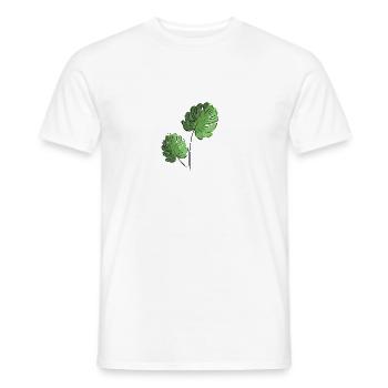 Monsetra branche avec deux feuilles - T-shirt homme - blanc - Devant - AI Model Male 178 dark (178cm)