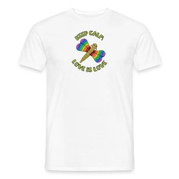 Keep Calm - Love is Love Regenbogen Libelle - Männer T-Shirt - Weiß - Vorne - AI Model Male 178 dark (178cm)
