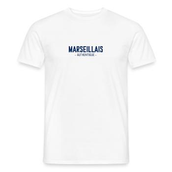 Marseillais authentique - T-shirt homme - blanc - Devant - AI Model Male 178 dark (178cm)