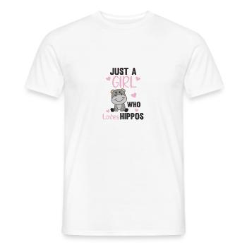 Just a girl who loves Hippos süßes Flusspferd - Männer T-Shirt - Weiß - Vorne - AI Model Male 178 dark (178cm)