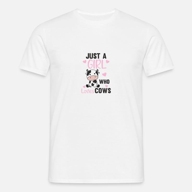 Bare en pige, der elsker køer søde ko dyr - T-shirt til herrer - hvid