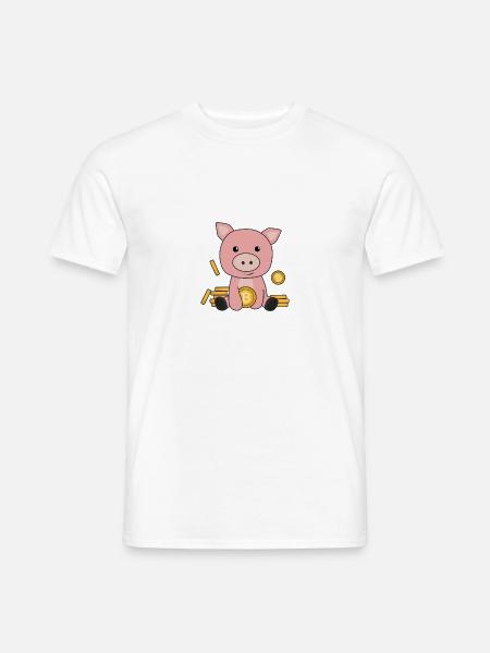Bitcoin Sparschwein Hodl Coins halten digitales - Männer T-Shirt - Weiß
