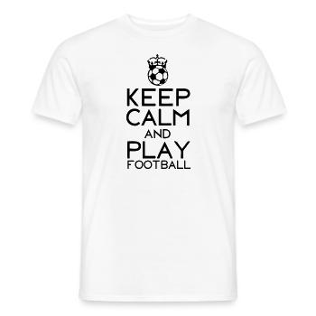 keep calm crown play soccer ball - Men's T-Shirt - white - Front - AI Model Male 178 dark (178cm)