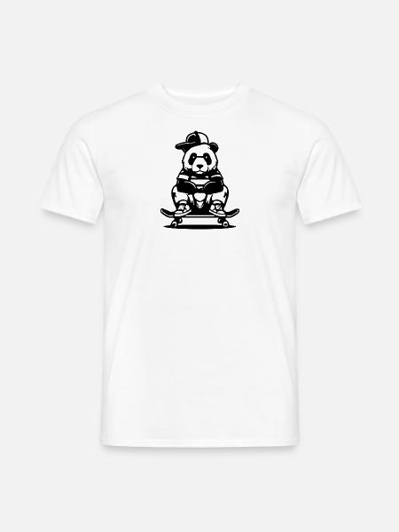 Panda auf Skateboard mit Cap - Männer T-Shirt - Weiß