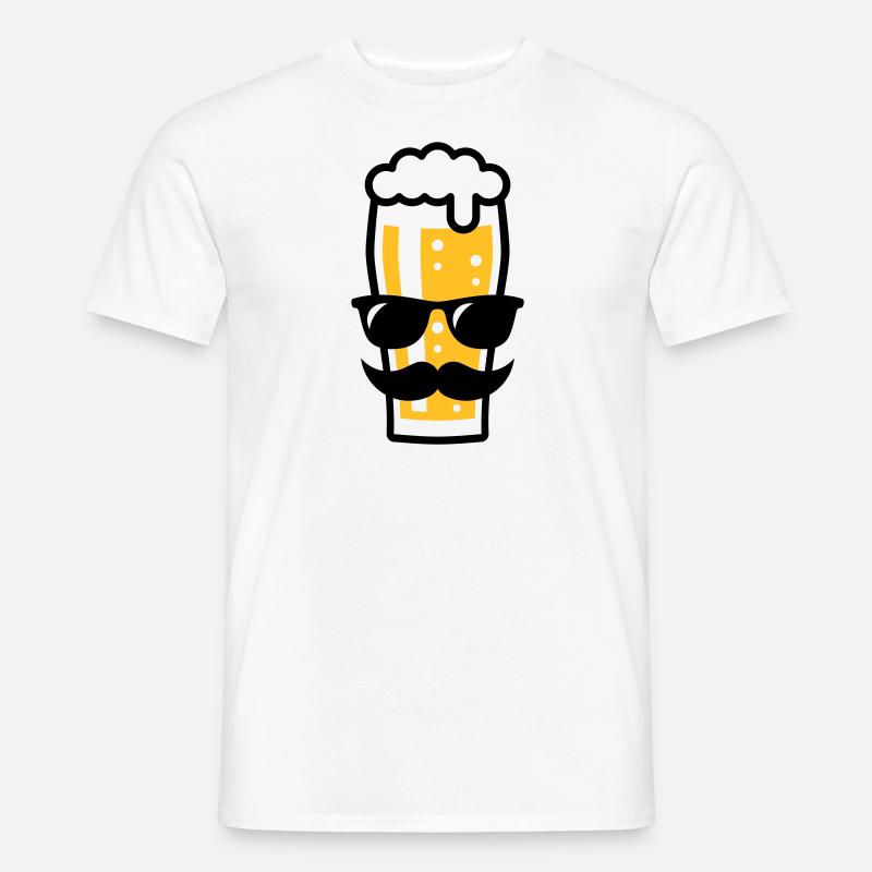 Bierglas (Bier / Sonnenbrille / Schnurrbart / 2C) - Männer T-Shirt - Weiß