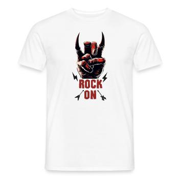 Rock Musiker Pommesgabel devil horns Hand Rocker - Männer T-Shirt - Weiß - Vorne - AI Model Male 178 dark (178cm)
