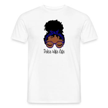 Polizei Ehefrau Leben Unordentlich Brötchen Lustige Polizei Ehefrau Mama - Männer T-Shirt - Weiß - Vorne - AI Model Male 178 dark (178cm)