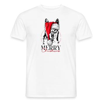 Tschechoslowakischer Wolfhund Merry Christmas - Männer T-Shirt - Weiß - Vorne - AI Model Male 178 dark (178cm)