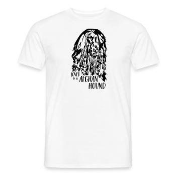Afghane loved by an Afghan Hound Greyhound Wilsigns - Men's T-Shirt - white - Front - AI Model Male 178 dark (178cm)