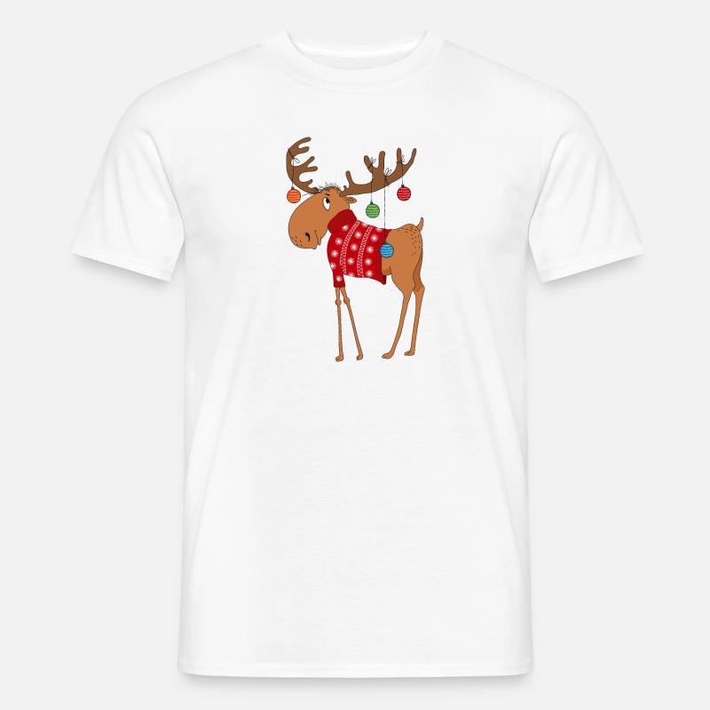 Elch im Pullover - Männer T-Shirt - Weiß