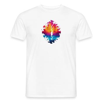 beautiful jigsaw puzzle landscape - Men's T-Shirt - white - Front - AI Model Male 178 dark (178cm)